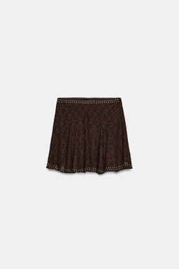 FALDA ENCAJE TACHAS / Chocolate - Zara фото 5