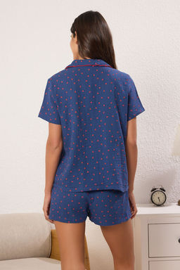 Trendyolmilla Lacivert %100 Pamuklu Kalpli Biyeli Muslin Sortlu Dokuma Pijama Tak?m? THMSS25PT00404  фото 11