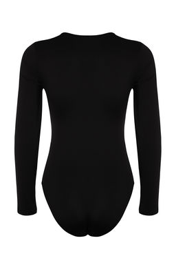 Siyah Bisiklet Yaka Tul Dekolteli Alttan C?tc?tl? Esnek Orme Body TWOAW24BD00012