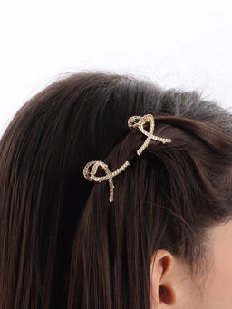 Цена за 6 шт. Крабик для волос «Эмма», петля, 3 см, золото