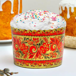 Цена за 1400 шт. Форма для выпечки кулича бумажная Деко-про «Хохлома», одноразовая, 13.4×10 см, МИКС