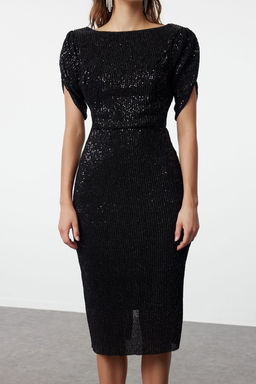 Siyah Vucuda Oturan Par?lt?l? Orme Payet S?k Abiye Gece Mezuniyet Elbisesi TPRSS24EL00108