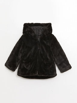 Kap??onlu Desenli K?z Bebek Pel?? Mont