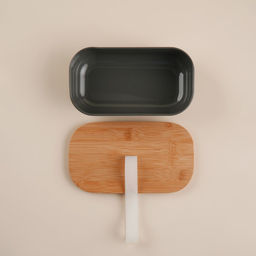 Контейнер для еды SL Home «Каса Перфекто», 21.5×12.5×6 см, с бамбуковой крышкой, оцинкованная сталь, зелёный