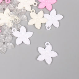 Цена за 2 шт. Декор для творчества пластик Пятилистник, набор 20 г, 3?2.6?0.3 см, МИКС