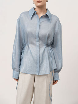 Блуза из хлопка 5011821 голубая