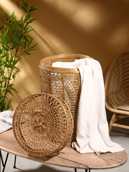 Корзина плетёная «Баскет», 40×40×60 см, бамбук, светлая