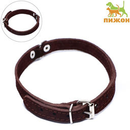 Ошейник замшевый двухслойный 1,2 см, ОШ 30-38 см, коричневый