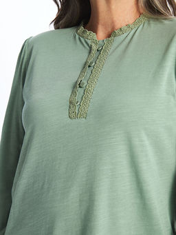 Bisiklet Yaka Nak??l? Kad?n Bluz