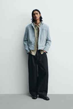 CAZADORA RELAXED FIT ALGOD?N LAVADO / Celeste lavado