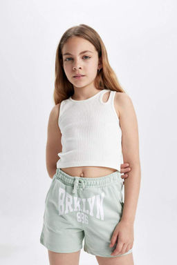 Шорты из двух частей с принтом для девочек - Defacto фото 3