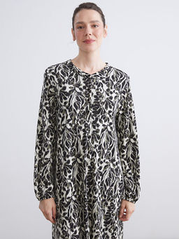 Bisiklet Yaka Desenli A Kesim Elbise