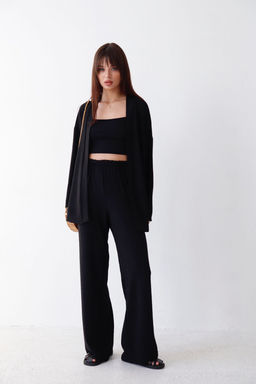 9192 Костюм из кимоно и брюк-палаццо чёрный - Martichelli фото 3
