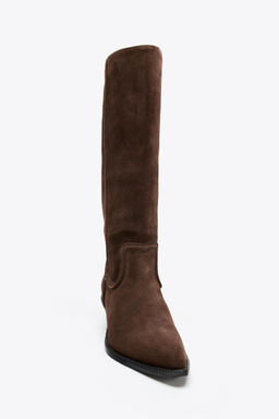 SPLIT SUEDE COWBOY HEELED BOOTS - Zara фото 3