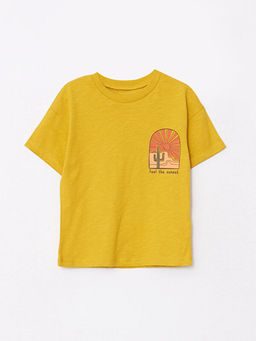 Bisiklet Yaka K?sa Kol Bask?l? Pamuklu Erkek Bebek Ti??rt