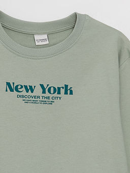 Rahat Kal?p Bisiklet Yaka Bask?l? Erkek ?ocuk Sweatshirt - Waikiki фото 2