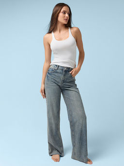 Джинсы женские wide leg синие