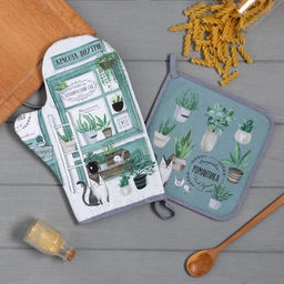 Набор кухонный Ботанический сад варежка-прихватка 20х28см, прихватка 19х19см,100% хл