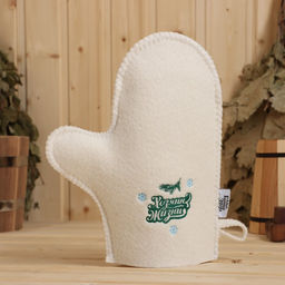 Рукавица для бани с вышивкой Хозяин жизни