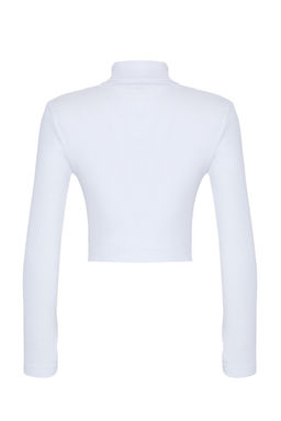 Trendyolmilla Zumrut Yesili Fitted/Vucuda Oturan Bal?kc? Yaka Parmak Detayl? Fitilli Esnek Orme Bluz TWOAW21BZ0071 фото 14