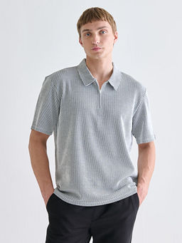 Polo Yaka ?izgili Penye Erkek Ti??rt