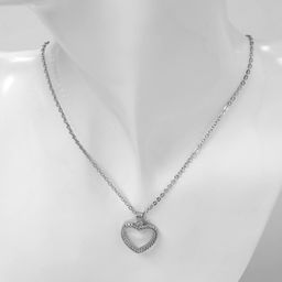 Кулон на цепочке «Подари счастье», циркон, сердце, белый в серебре, 45 см