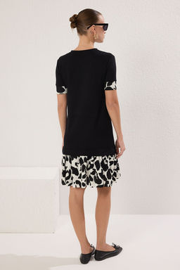 Siyah Animal Bask?l? Bisiklet Yaka K?sa Kol Mini Orme Elbise TWOSS25EL00692 - Trendyolmilla фото 4