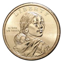 1 доллар 2009 года Сакагавея Индианка, выращивающая тыкву, кукурузу, фасоль D