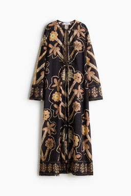 Vestido caft?n con estampado floral y lazadas
