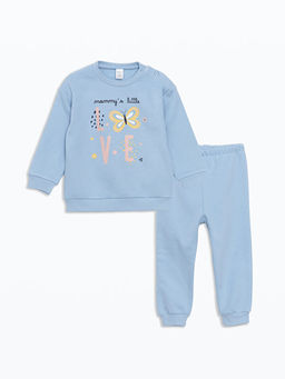 Bisiklet Yaka Bask?l? K?z Bebek E?ofman Tak?m