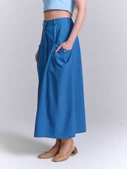 Льняная юбка с резинками по бокам лен с вискозой