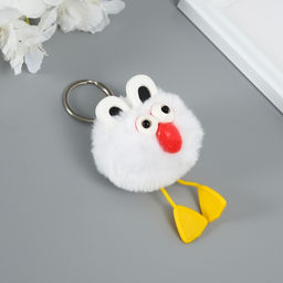 Брелок для ключей на кольце Пушистик. Большеглазая ворона, на сумку, рюкзак, белый, 9.5?6?6 см - Simaland фото 3