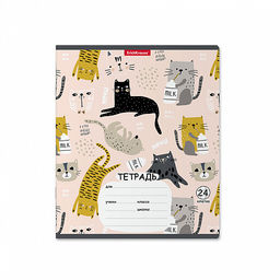 Цена за 10 шт. Тетрадь школьная ученическая ErichKrause Lying Cats, 24 листа, клетка (в плёнке по 10 шт.)_MIX-PACK  фото 6