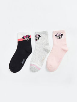Minnie Mouse Desenli K?z ?ocuk Soket ?orap 3l?