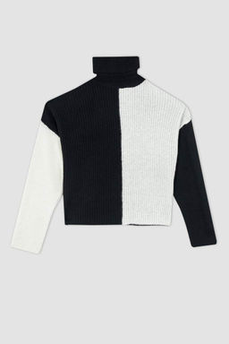 Свитер из ткани Selanik с полуводолазкой свободного кроя - Defacto фото 10