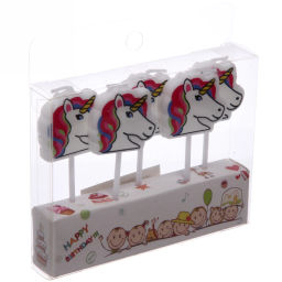 Цена за 4 шт. Свечи для торта "Единорожек" (набор 5 шт) 8 см