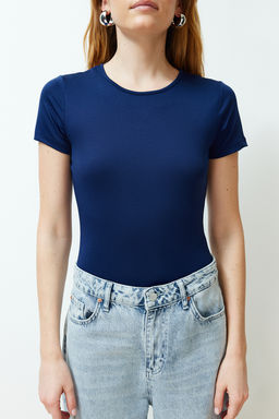 Lacivert Fitted/Vucuda oturan K?sa Kol Esnek C?tc?tl? Orme Body TWOSS24BD00034