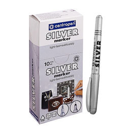 Цена за 10 шт. Маркер для декора Centropen 2690, перманентный, узел 3.8 мм, линия 1.5-3.0 мм, серебристый