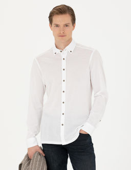 Beyaz Slim Fit Uzun Kollu G_mlek