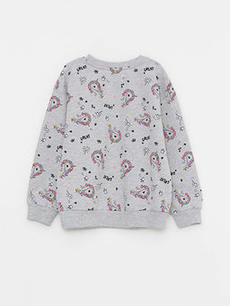 Bisiklet Yaka Bask?l? Uzun Kollu K?z ?ocuk Sweatshirt - Waikiki фото 2