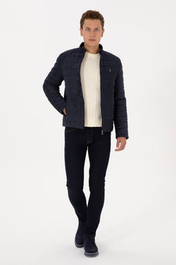 Erkek Lacivert Deri Ceket