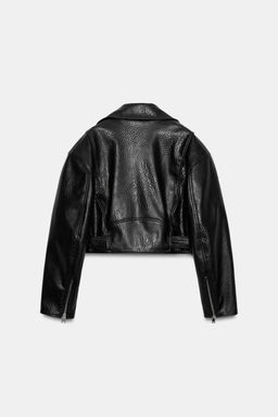 CAZADORA BIKER HOMBRERAS EFECTO PIEL / Negro - Zara фото 4