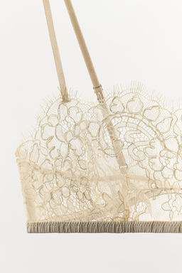 BRALETTE BANDEAU ENCAJE BORDADOS FLORES / Crudo - Zara фото 10