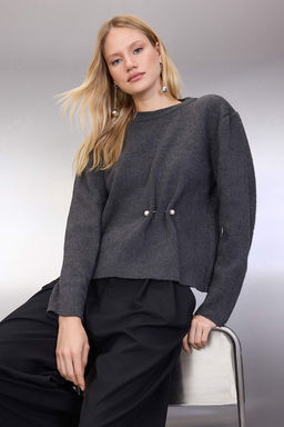 Ekru Yumusak Dokulu Aksesuar Detayl? Triko Kazak TWOAW26KZ00237 - Trendyolmilla фото 6
