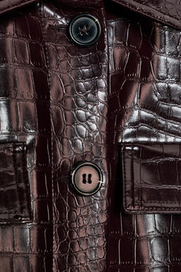 SHORT ANIMAL EMBOSSED FAUX LEATHER JACKET