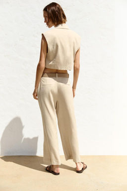 LINEN BLEND CULOTTES WITH BELT - Zara фото 5