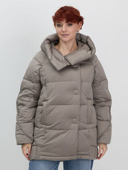 Куртка зимняя женская с капюшоном модная коричневого цвета 7651K - Visdeer фото 3