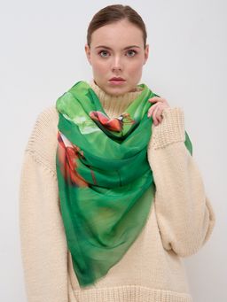 Большой, красивый двусторонний платок с рисунком в стиле арт-декои необычной текстурой ткани - Tantino фото 5