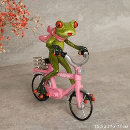 Фигурка Лягушка на велосипеде 17 см / YX69007-1 /уп 12/