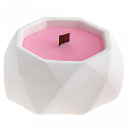 Свеча "Грани" д11см, h5,7см, парафин цветной, в подсвечнике из гипса, большая, время горения 32 часа (Россия)